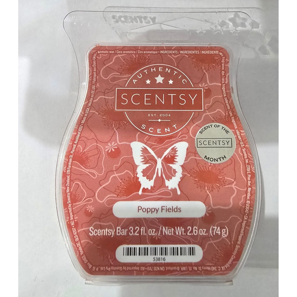 Scentsy Bar Poppy Fields Wax Melt 3.2 oz Scent of the Month Home Fragrance